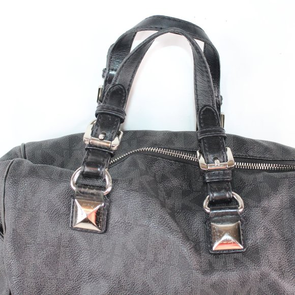 Michael Kors Black Satchel Crossbody Logo Hangbag Purse #164 - Picture 4 of 7